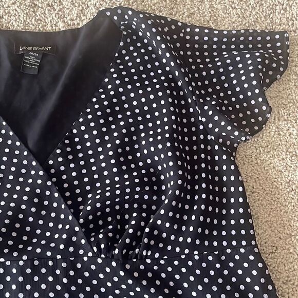 Lane Bryant Chiffon Polka Dot Top Blouse Women’s 26/28 Black White - Picture 4 of 6